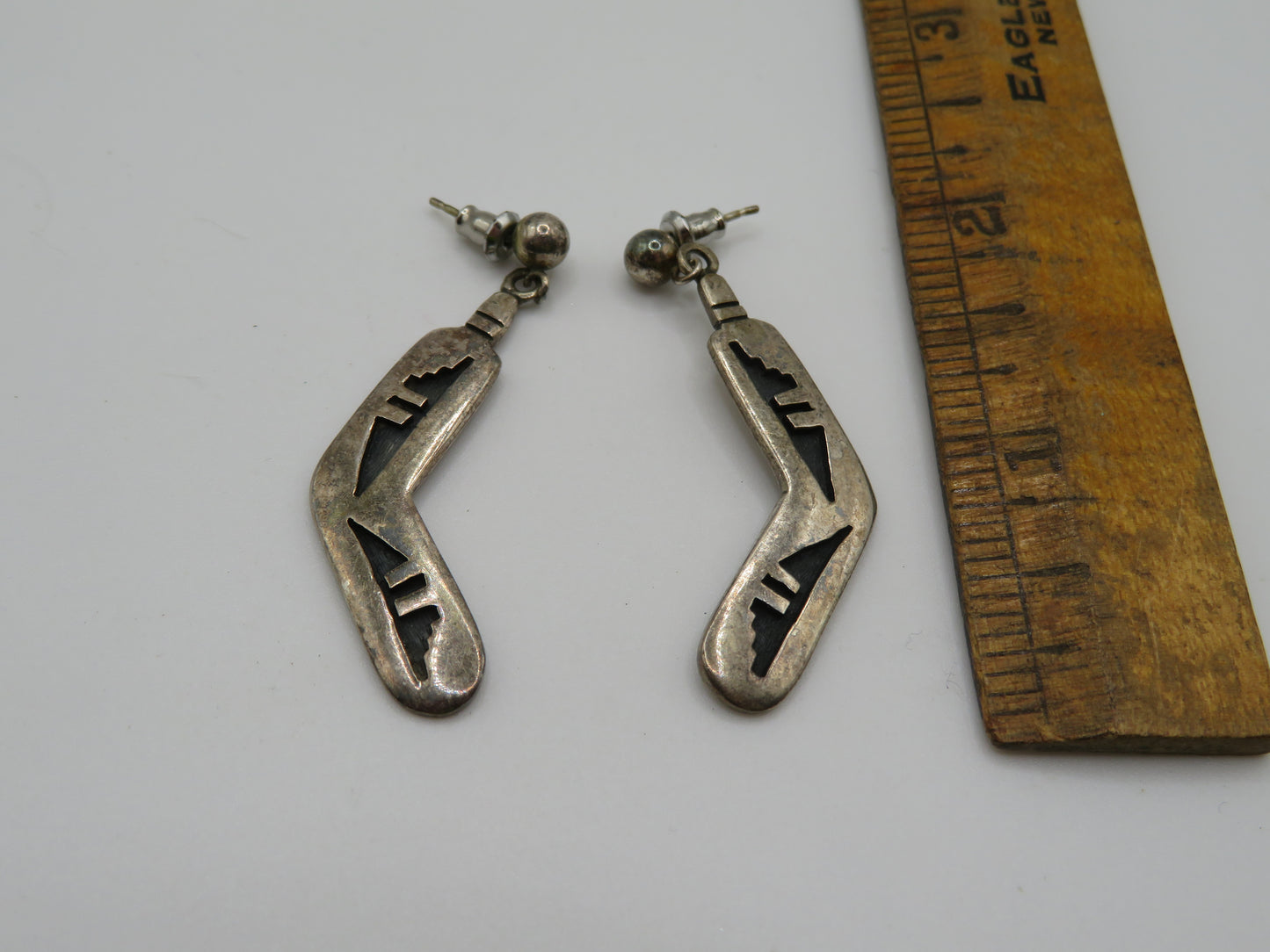 Vintage Hopi Sterling Silver Overlay Earrings