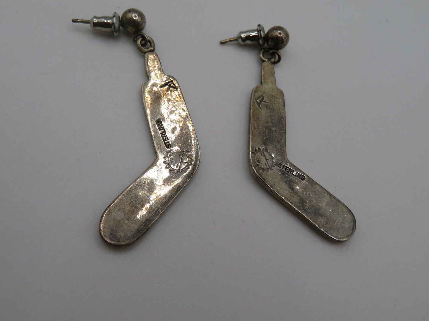 Vintage Hopi Sterling Silver Overlay Earrings