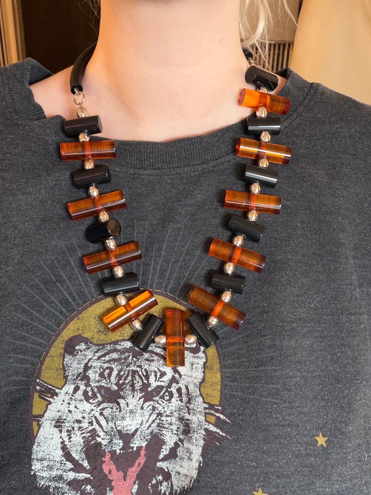 Vintage Judith Hendler Lucite Geometric Statement Necklace