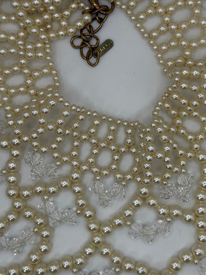 Vintage Oversized Pearl Crystal Lattice Collar Necklace