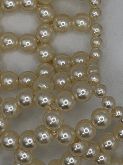 Vintage Oversized Pearl Crystal Lattice Collar Necklace