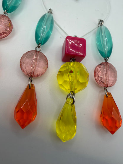Miu Miu Lucite Heart Beaded Chandelier Earrings
