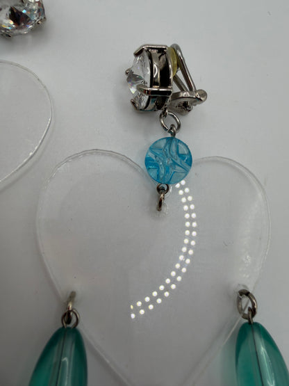 Miu Miu Lucite Heart Beaded Chandelier Earrings