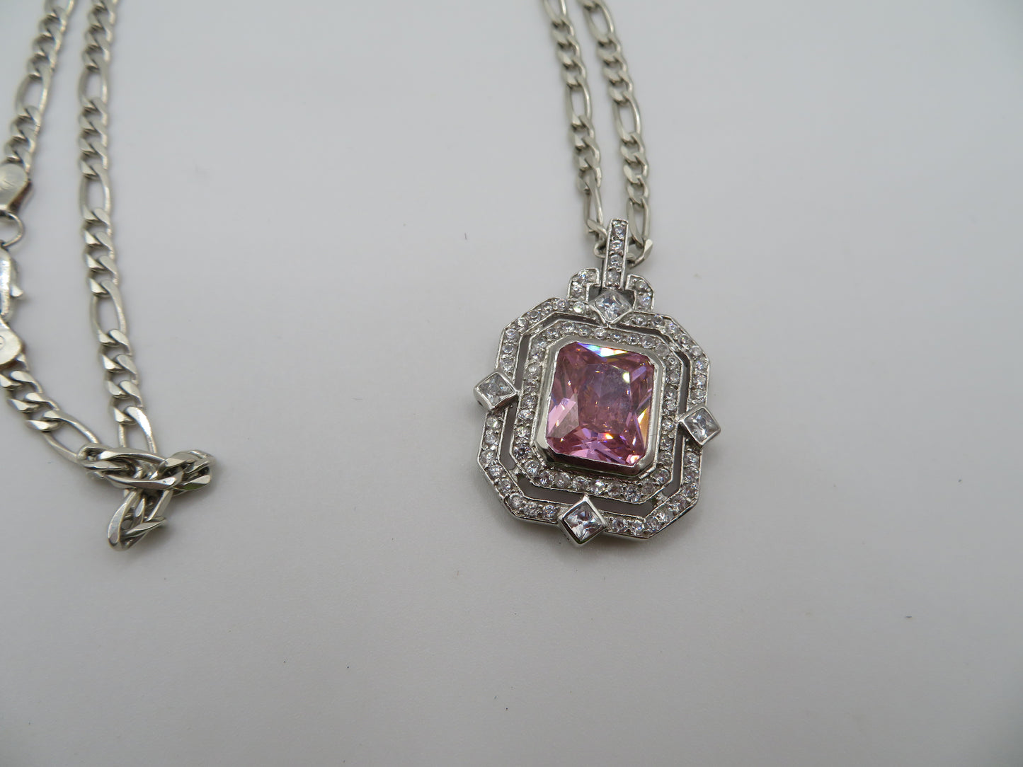 Vintage Sterling Silver Pink Princess Necklace