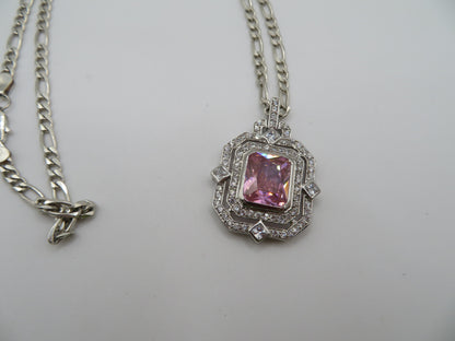Vintage Sterling Silver Pink Princess Necklace