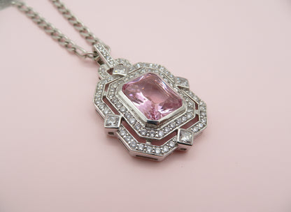 Vintage Sterling Silver Pink Princess Necklace