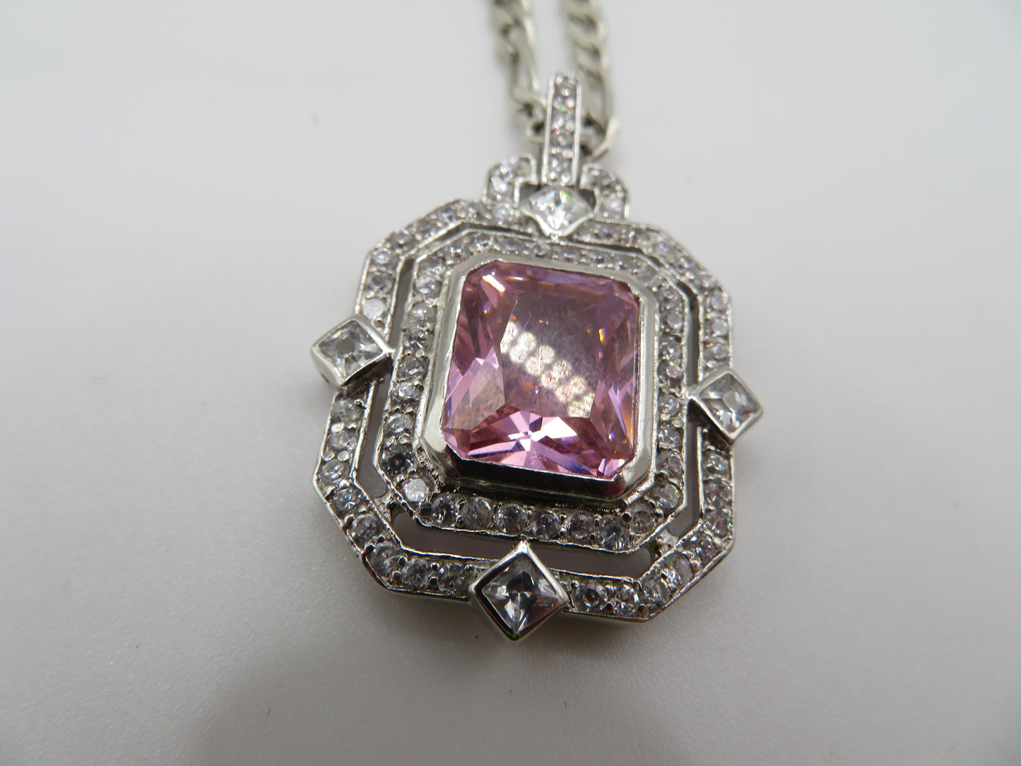 Vintage Sterling Silver Pink Princess Necklace
