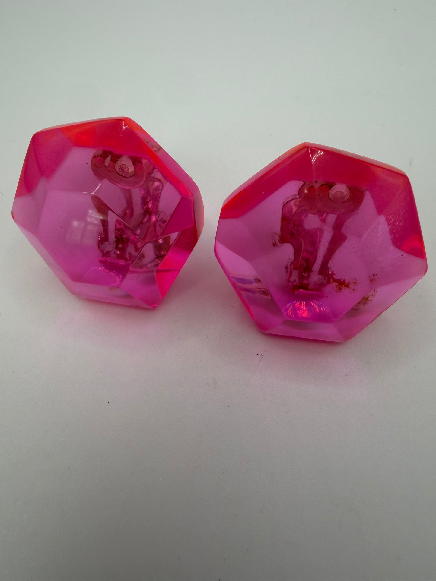 Monies Faceted Pink Lucite Geode Clip On Earrings