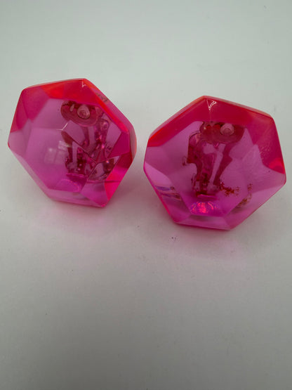 Monies Faceted Pink Lucite Geode Clip On Earrings