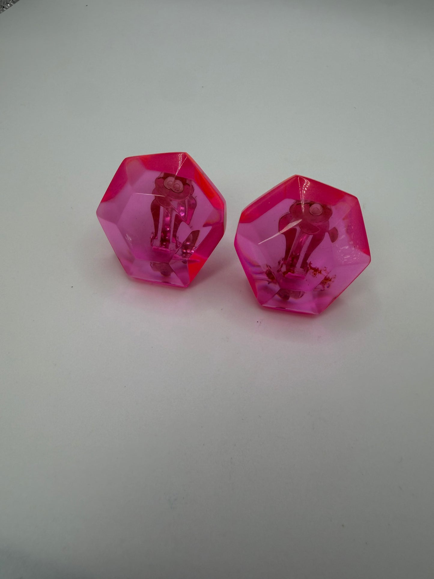 Monies Faceted Pink Lucite Geode Clip On Earrings