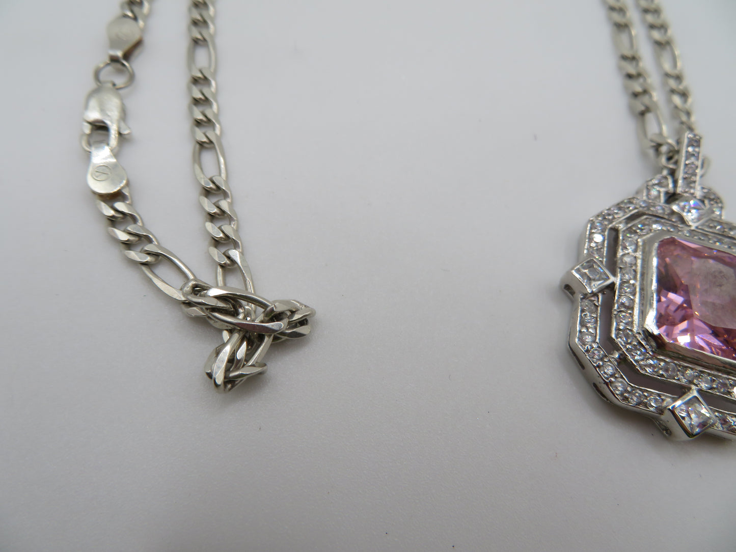 Vintage Sterling Silver Pink Princess Necklace