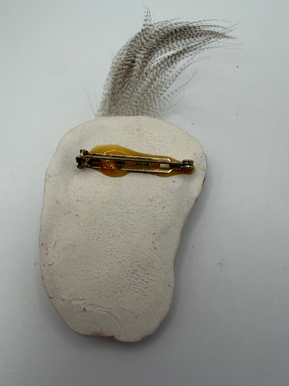 Vintage Ceramic Art Deco Lady Brooch, Artist-Made
