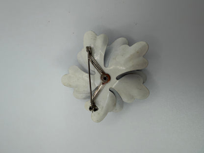 Vintage Sculptural Blue Enamel and Crystal Flower Brooch
