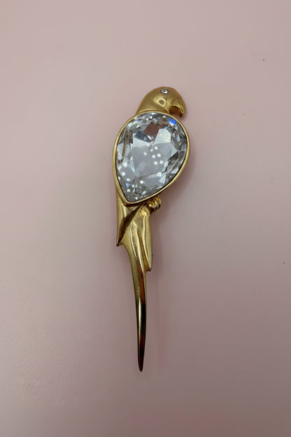Vintage Chunky Crystal Parrot Brooch