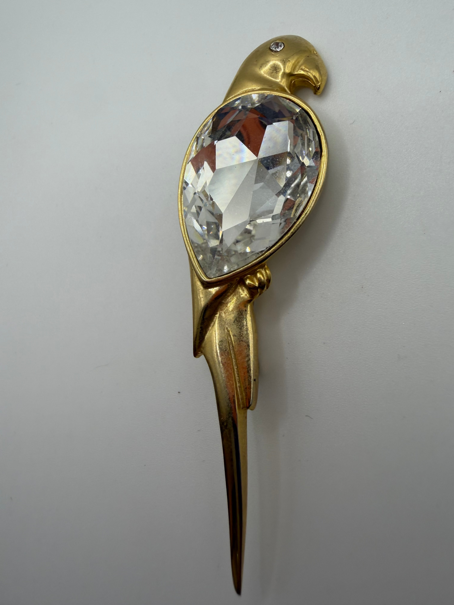 Vintage Chunky Crystal Parrot Brooch