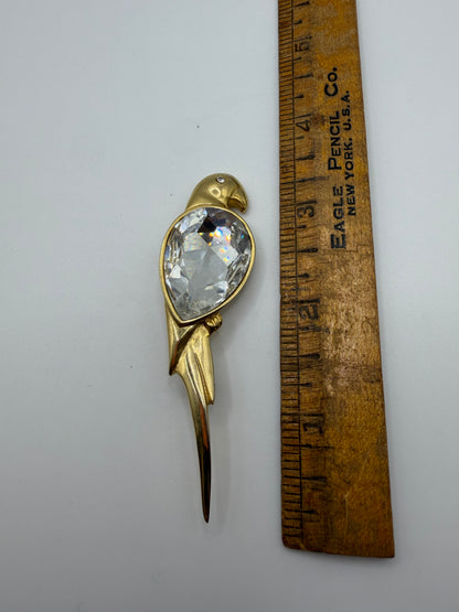 Vintage Chunky Crystal Parrot Brooch