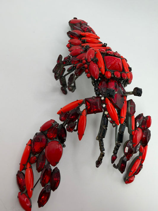 Vintage David Mandel "The Show Must Go On" Giant Rhinestone Lobster Brooch