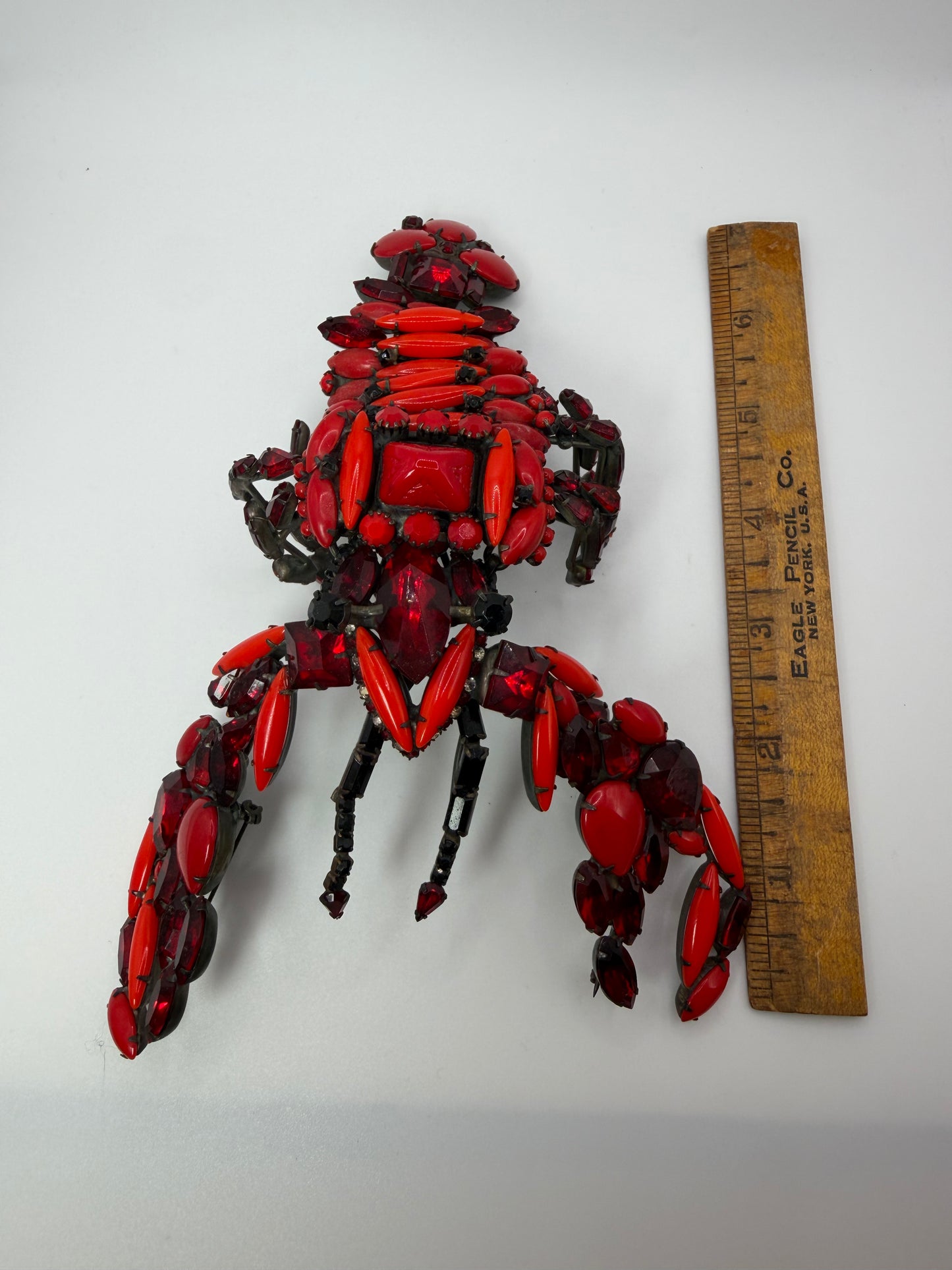 Vintage David Mandel "The Show Must Go On" Giant Rhinestone Lobster Brooch