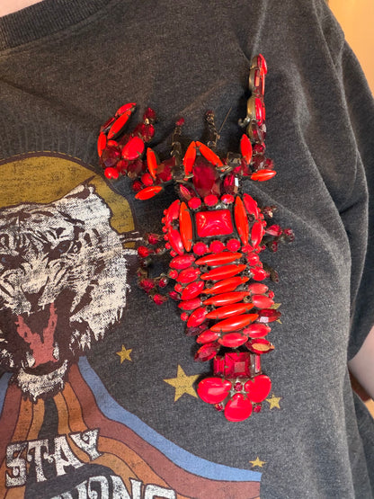 Vintage David Mandel "The Show Must Go On" Giant Rhinestone Lobster Brooch