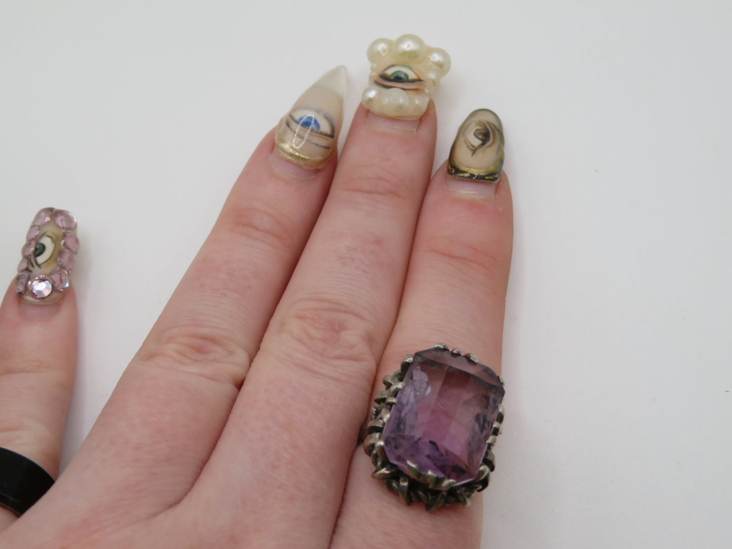 Vintage Chunky Brutalist Sterling Silver Rose de France Amethyst Ring