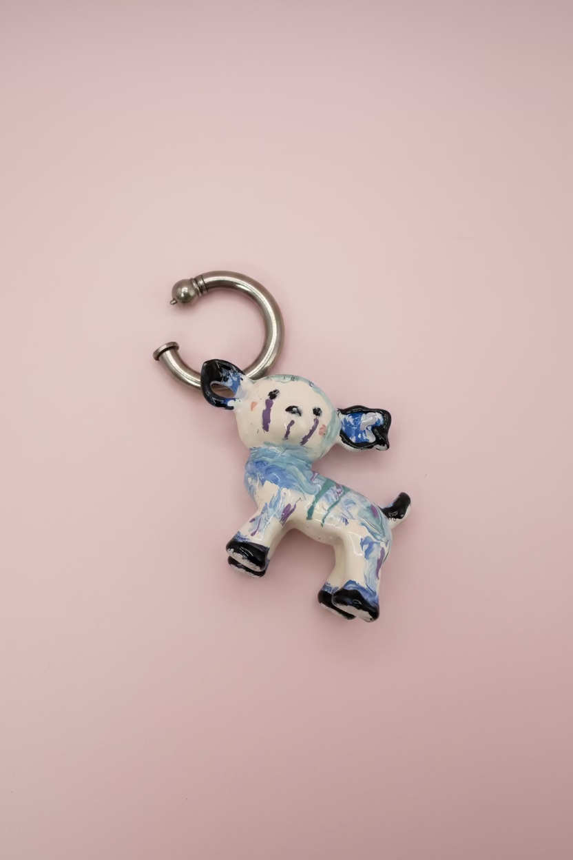 Acne Studios × Apollinaria Broche Enamel Animal Charm Earring