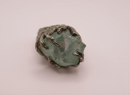Vintage Chunky Brutalist Sterling Silver Aquamarine Ring