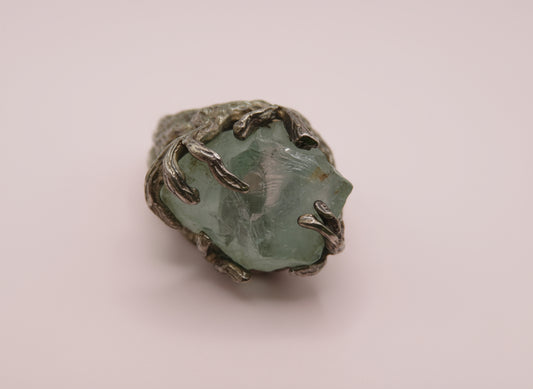 Vintage Chunky Brutalist Sterling Silver Aquamarine Ring