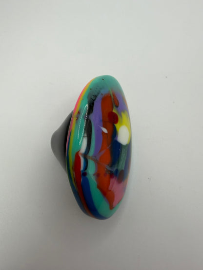 Vintage HUGE Marbled Resin Statement Ring