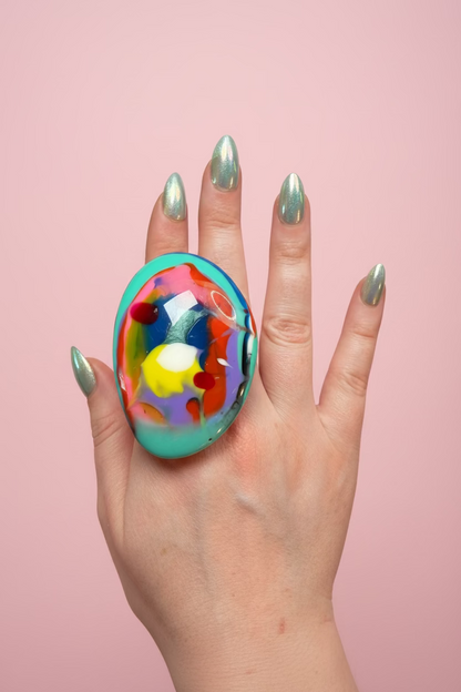 Vintage HUGE Marbled Resin Statement Ring