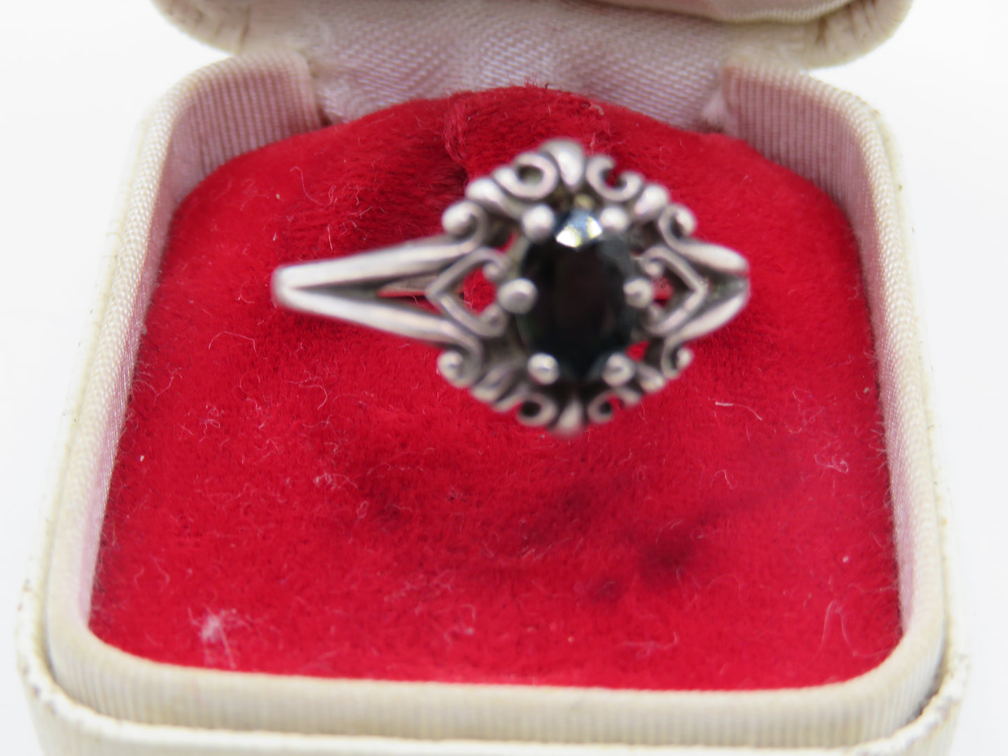 Vintage Midnight Heart Sterling Silver Sapphire Ring