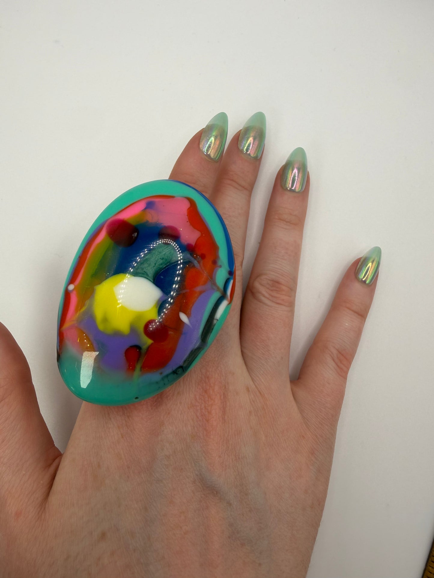 Vintage HUGE Marbled Resin Statement Ring