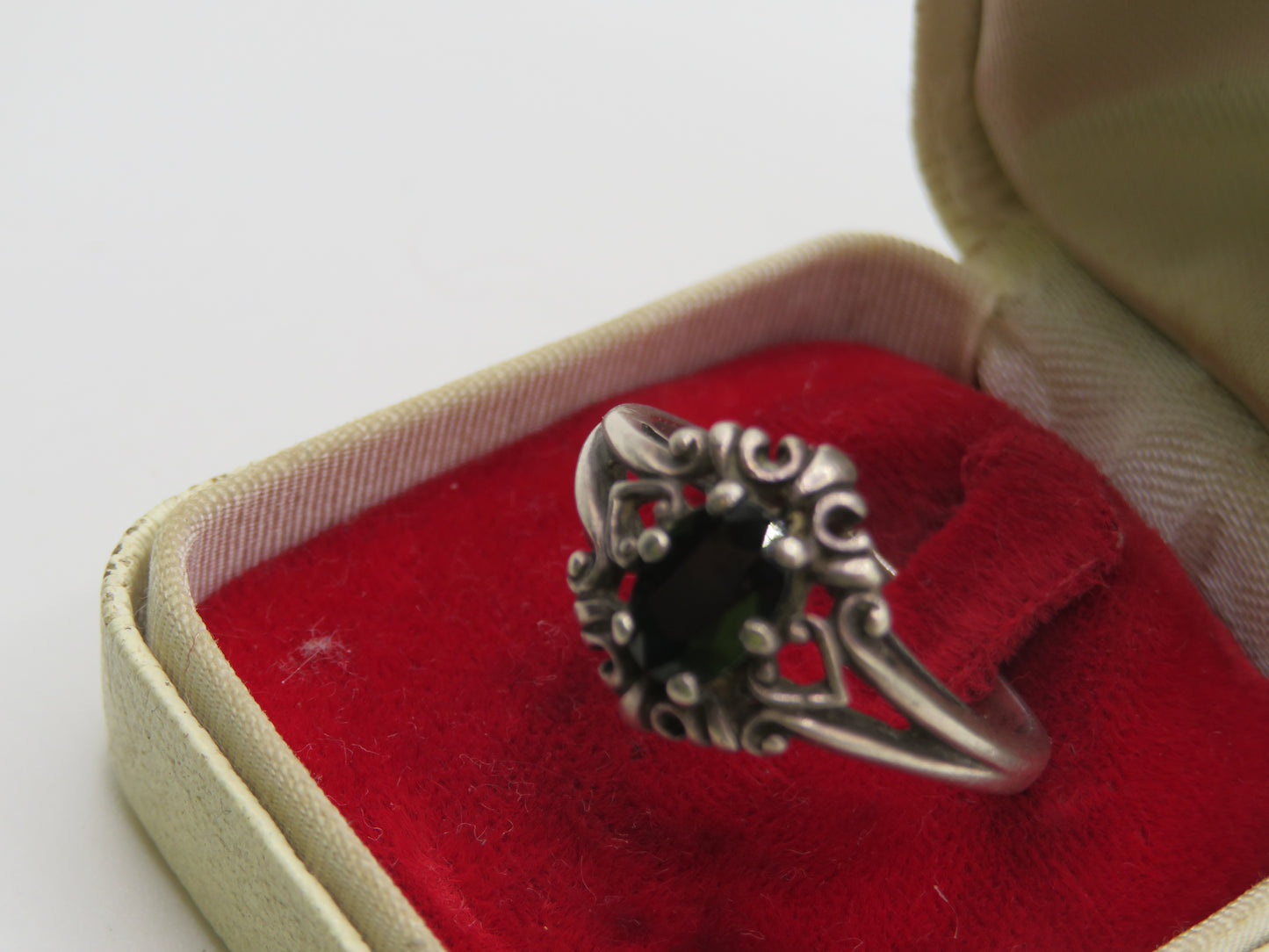 Vintage Midnight Heart Sterling Silver Sapphire Ring