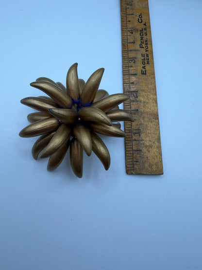 Vintage Huge Midcentury Chunky Gold Flower Clip On Earrings