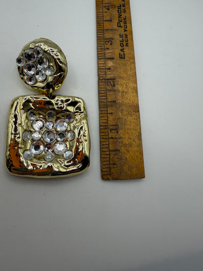 Vintage Geometric Sparkler Rhinestone Clip On Earrings