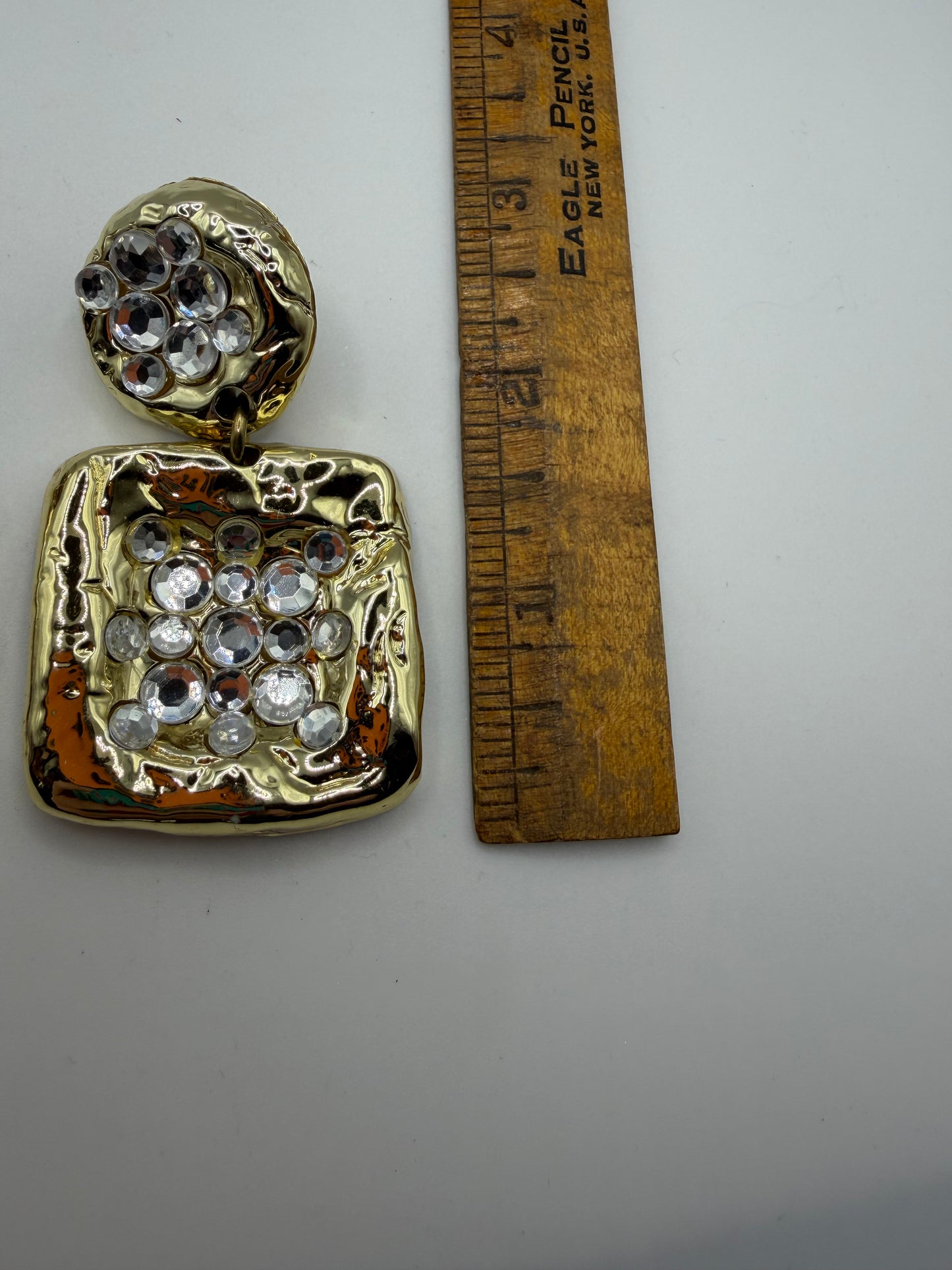 Vintage Geometric Sparkler Rhinestone Clip On Earrings