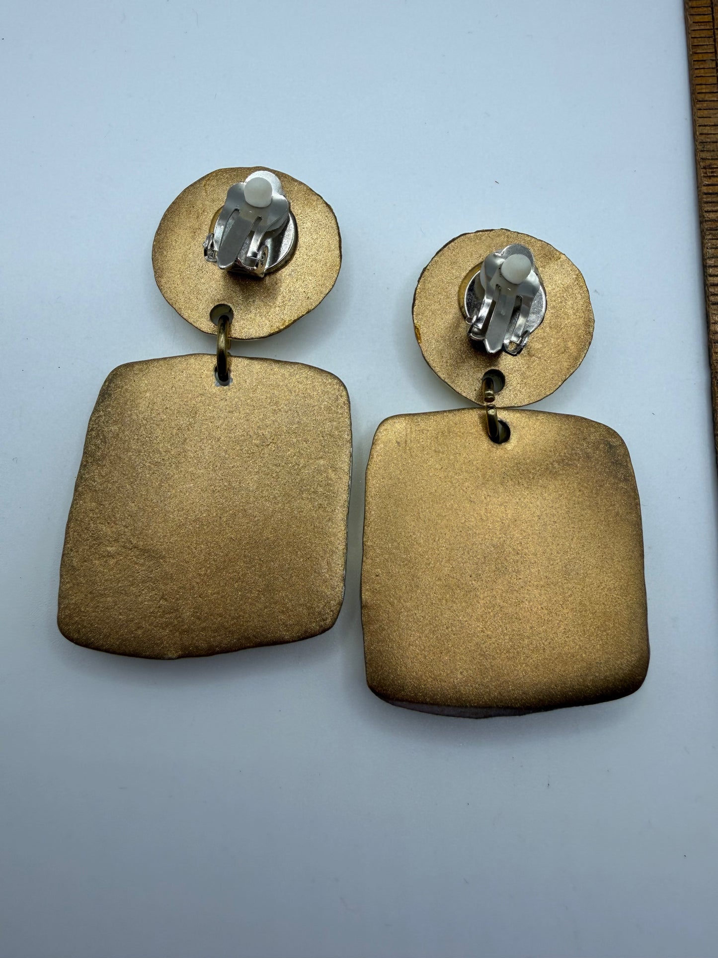 Vintage Geometric Sparkler Rhinestone Clip On Earrings