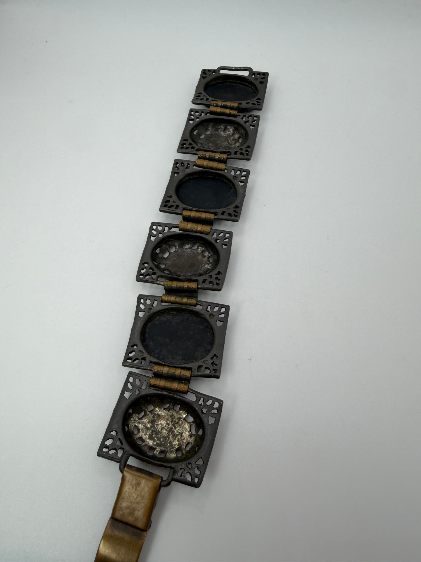 Vintage Victorian Revival Onyx Resin & Filigree Panel Bracelet