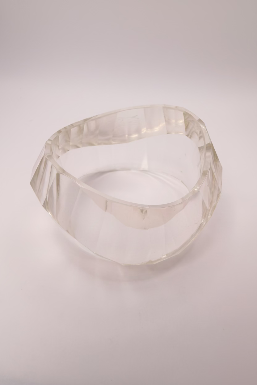 Vintage Sculptural Twisted & Faceted Clear Lucite Bangle