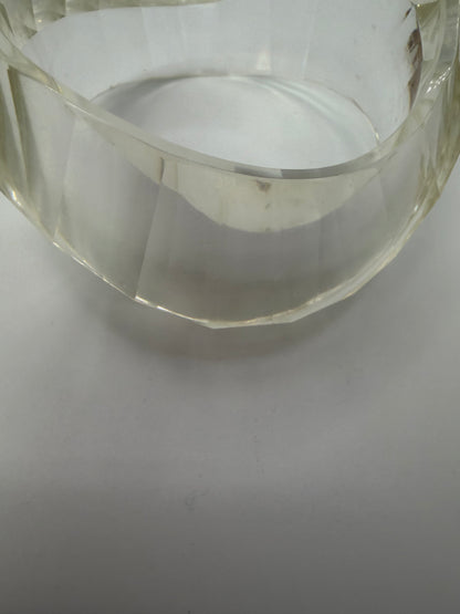 Vintage Sculptural Twisted & Faceted Clear Lucite Bangle