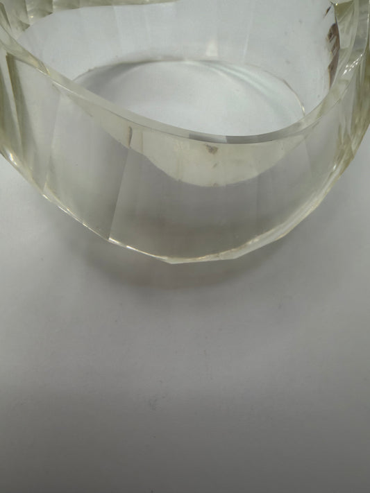 Vintage Sculptural Twisted & Faceted Clear Lucite Bangle