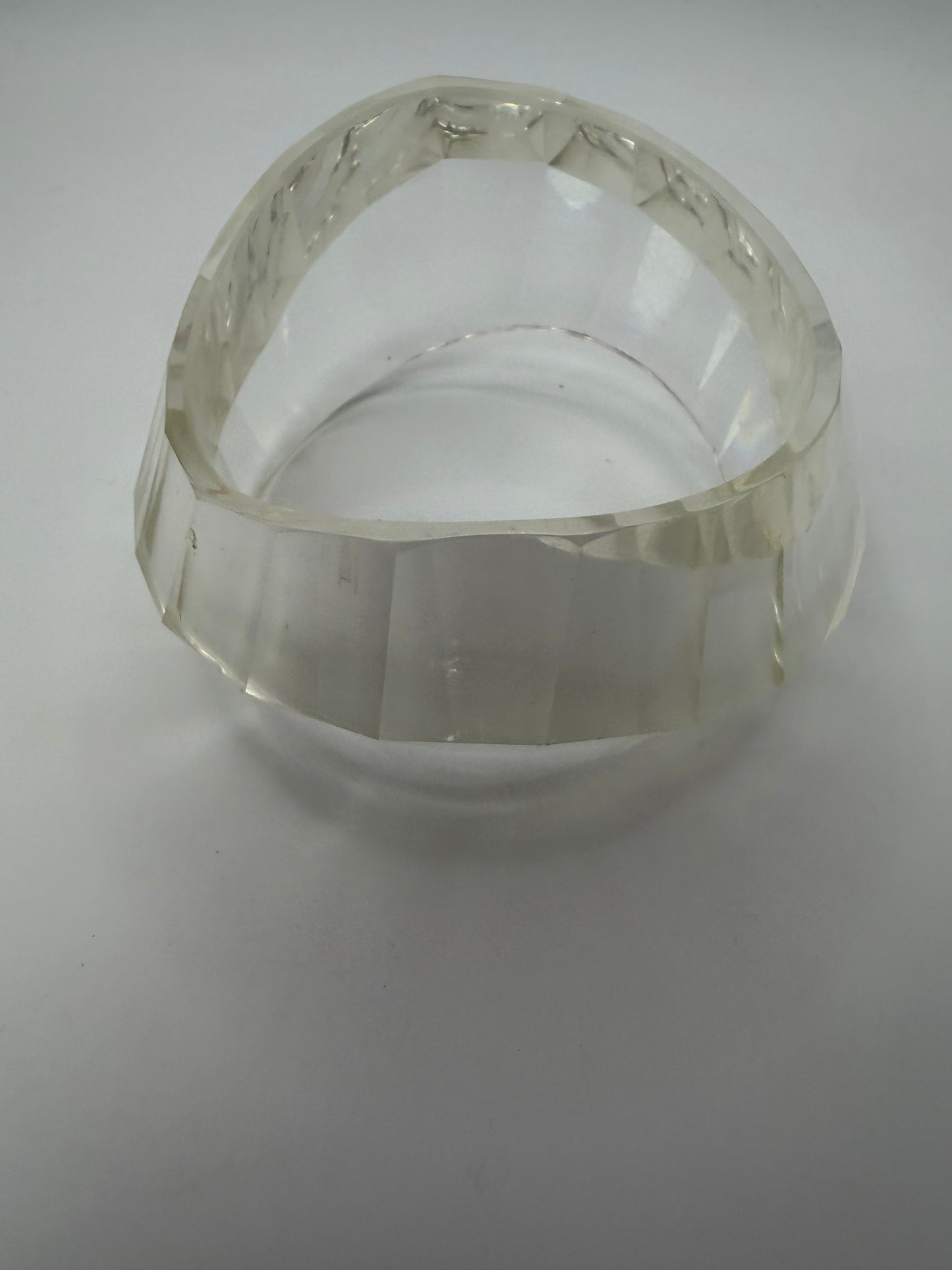Vintage Sculptural Twisted & Faceted Clear Lucite Bangle
