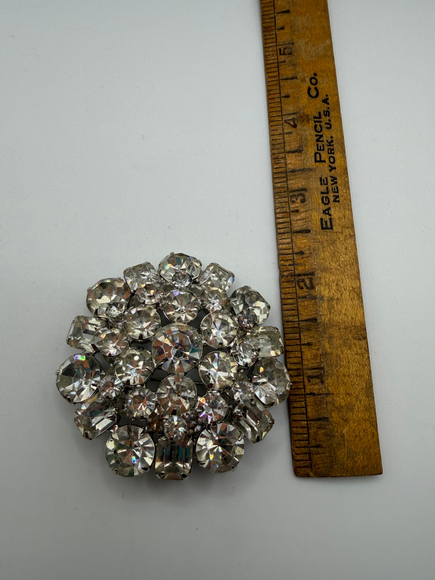 Vintage Sparkling Midcentury Domed Rhinestone Brooch & Earrings Set