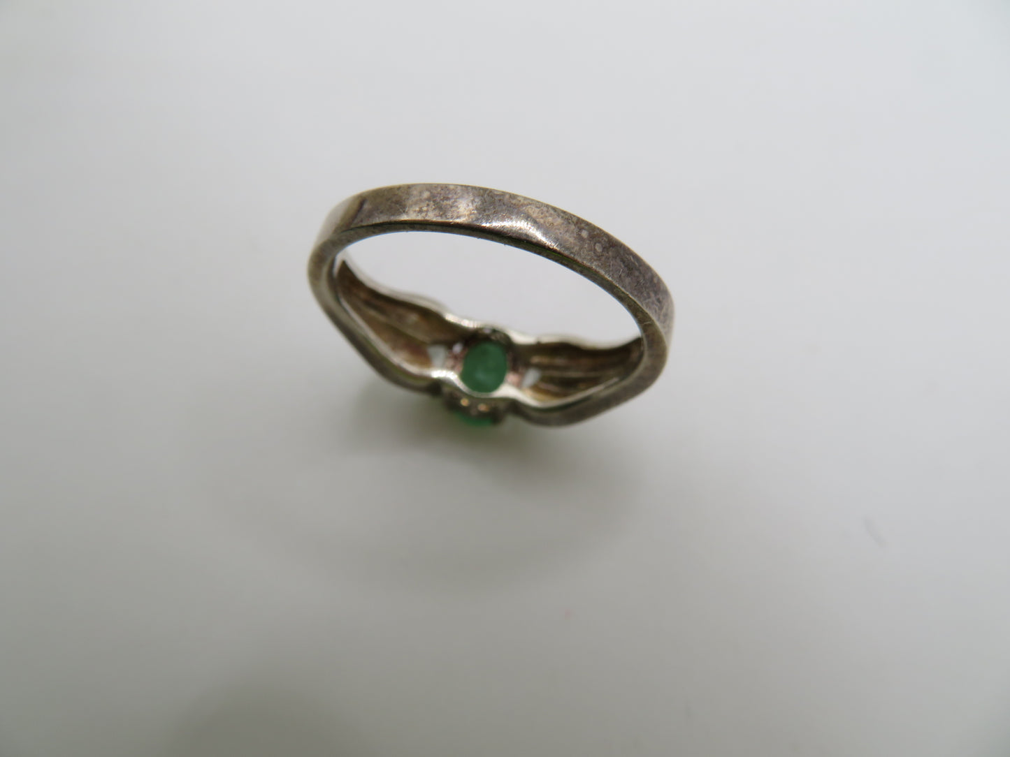 Vintage Sterling Silver Emerald & White Topaz Ring