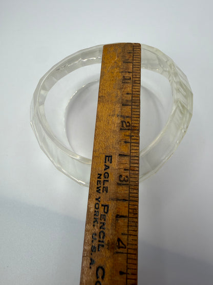 Vintage Sculptural Twisted & Faceted Clear Lucite Bangle