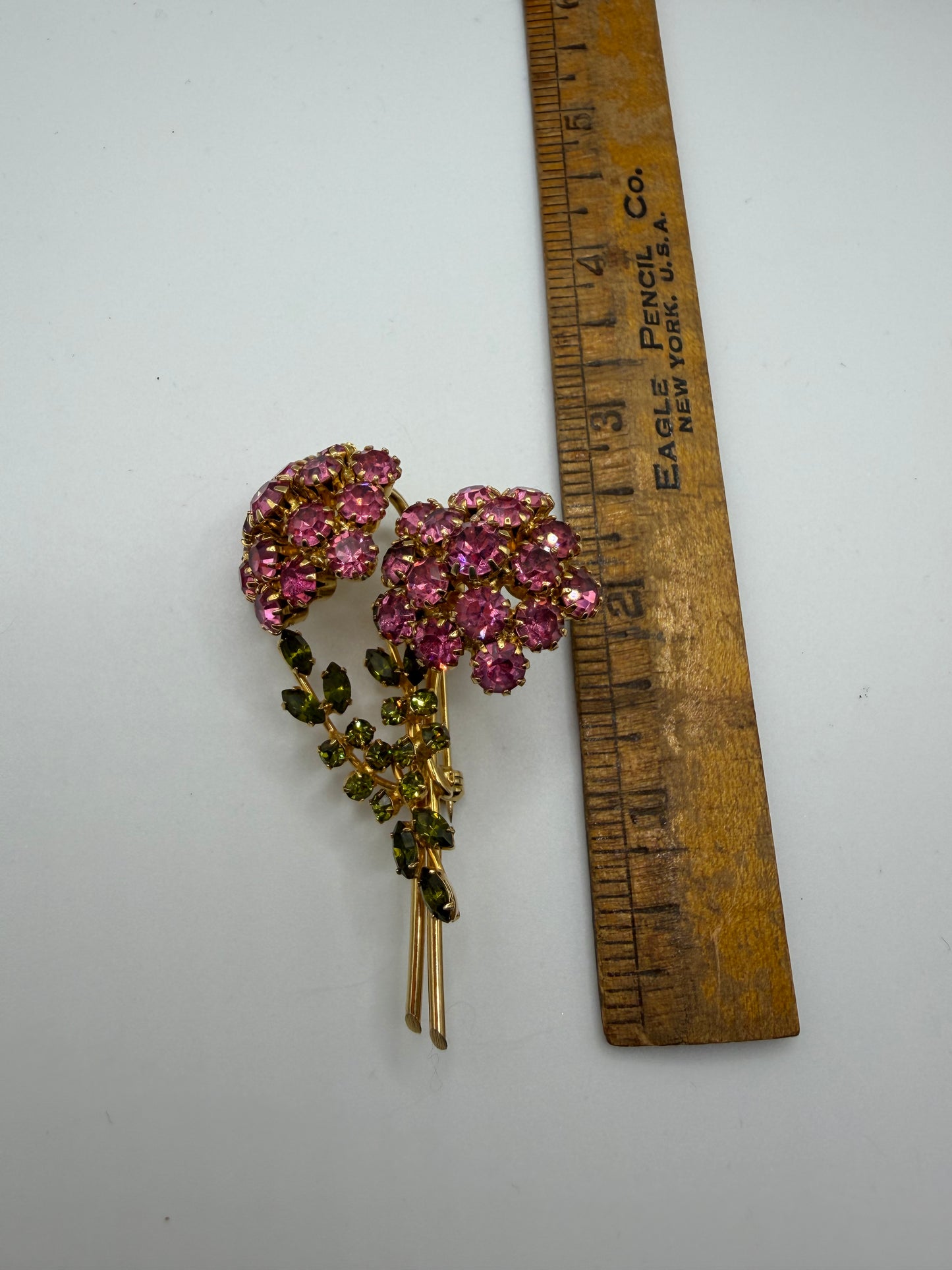 Vintage Rare Vendome Coquette Pink Flower Brooch & Earring Set