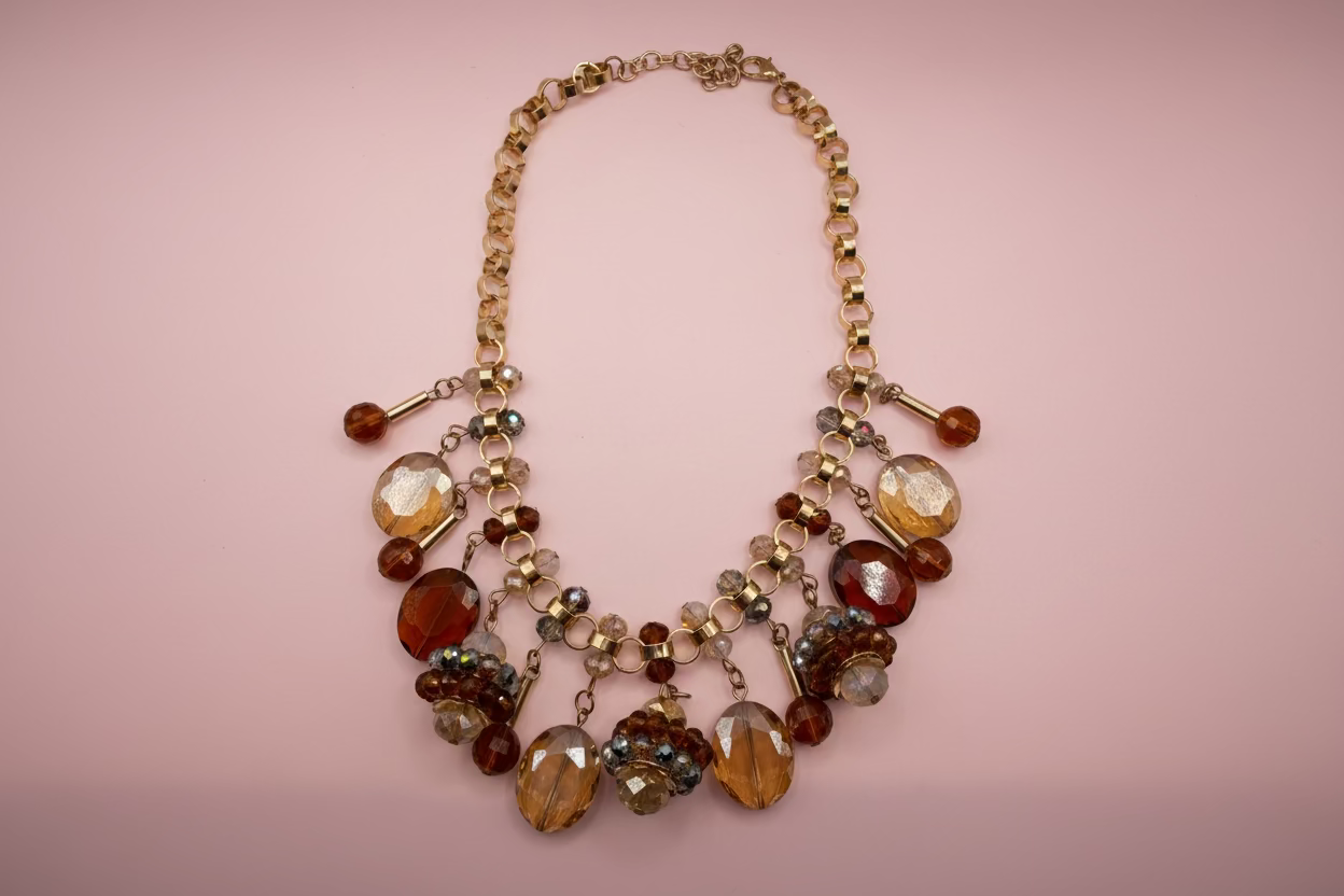 Vintage Amber Crystal Wonderland Necklace
