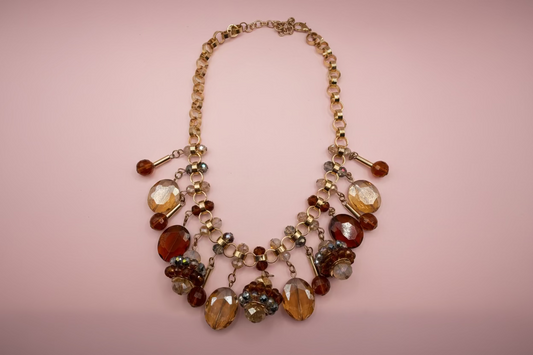 Vintage Amber Crystal Wonderland Necklace