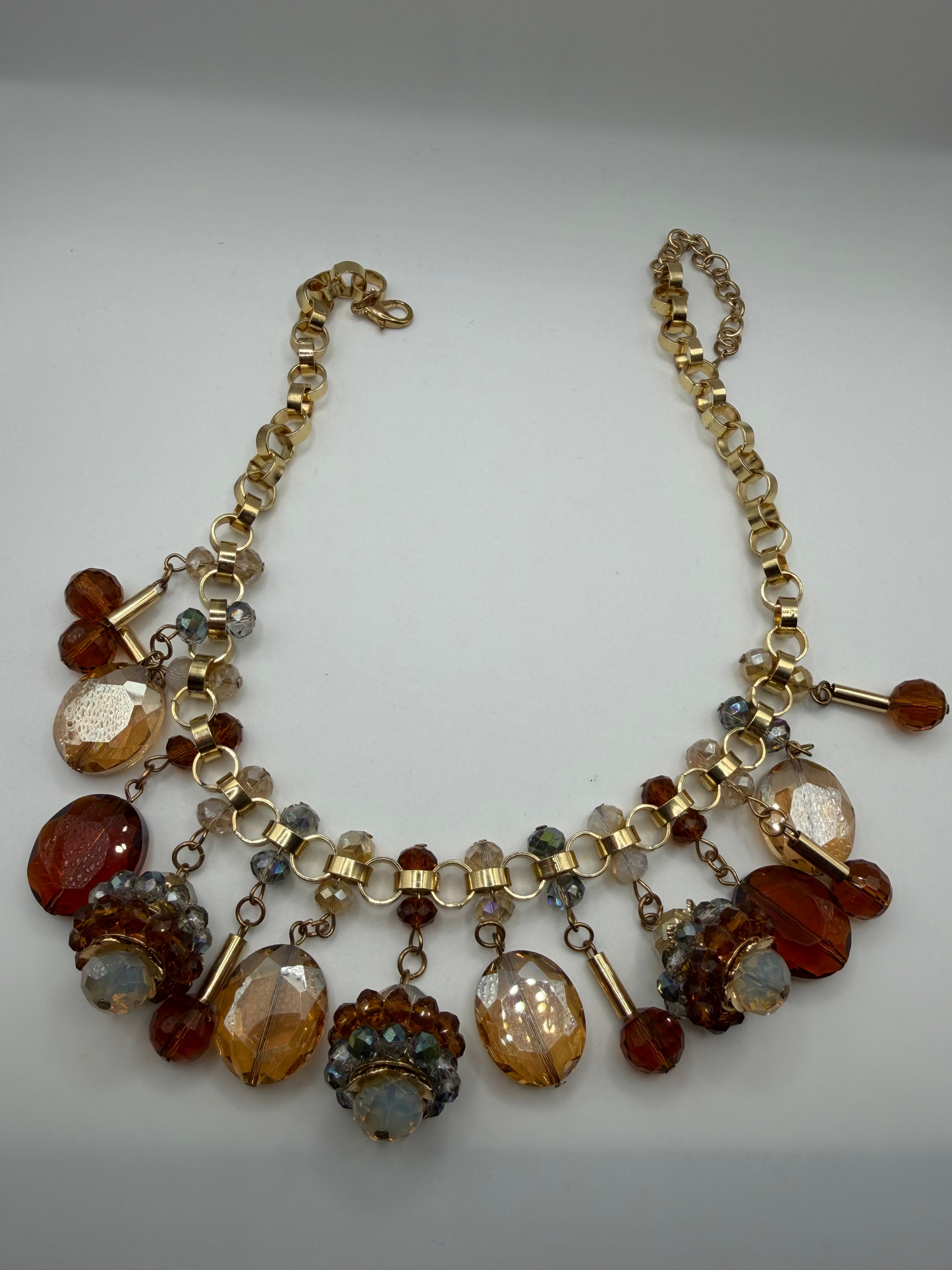 Vintage Amber Crystal Wonderland Necklace