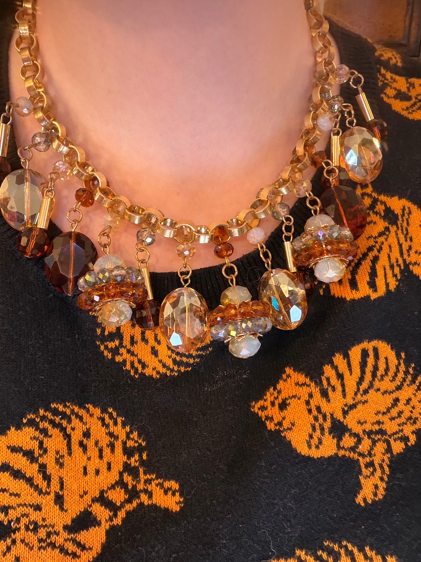 Vintage Amber Crystal Wonderland Necklace