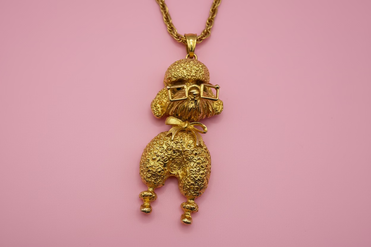Vintage Articulated Smarty Pants Poodle Necklace